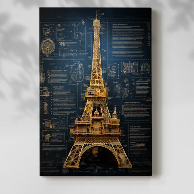 Fleur De Lis Living BLUEPRINT-XV -Premium Gallery Wrapped Canvas - Ready to Hang