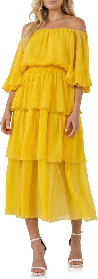 Endless Rose Off the Shoulder Tiered Chiffon Dress