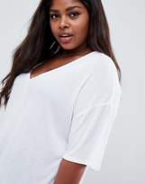 Thumbnail for your product : ASOS Curve DESIGN Curve oversized v-neck t-shirt in lightweight rib in white