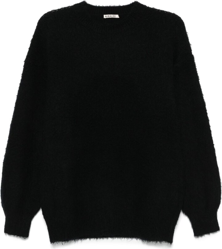 トップス AURALEE BRUSHED WOOL CASHMERE KNIT AURALEE women's / BRUSHED WOOL CASHMERE SILK KNIT P/O (BLACK