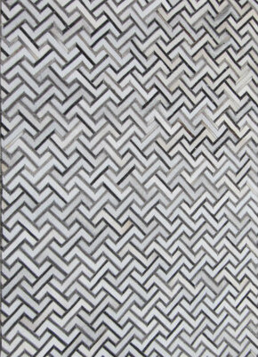 Madisons Inc Chevron Handmade Cowhide Gray/Black Area Rug