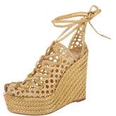 Thumbnail for your product : Hermes Metallic Lace-Up Wedges