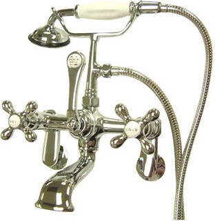 Elements of Design Hot Springs Triple Handle Wall Mounted Clawfoot Tub Faucet with Handshower