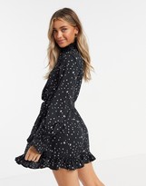 Thumbnail for your product : Influence high neck mini dress with tie waist in star print