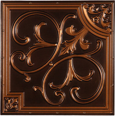uDecor Madrid Antique Copper 2 ft. x 2 ft. Lay-in or Glue Up Ceiling Tile (40 sq. ft. / case)