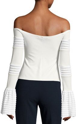 Alexis Gryffin Off-the-Shoulder Bell-Sleeve Knit Top, White