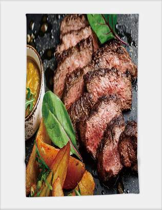Pool' Minicoso Bath Towel Juicy Beef Rump Steak from Marble Beef Medium Rare with Potatoes and Sauce on Stone Plate Close up 490546975 for Spa Beach Pool Bath