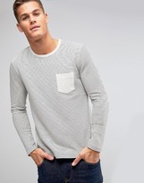 Thumbnail for your product : Selected Long Sleeve Top in Textured Stripe with Contrast Pocket