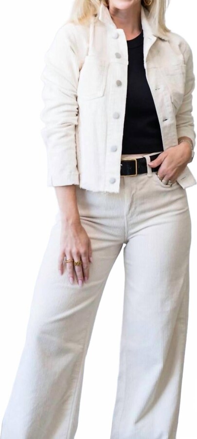 L'Agence Janelle Slim Raw Jacket In French Vanilla