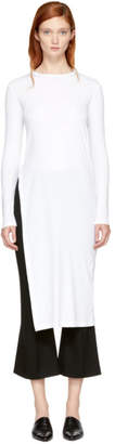 Rosetta Getty White Long Sleeve Split T-Shirt