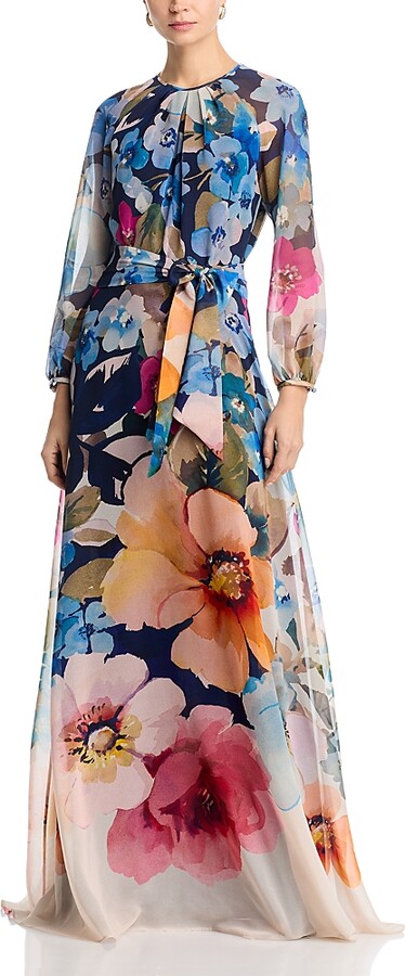 Teri Jon by Rickie Freeman Chiffon Maxi Dress