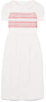 Comme des Garçons GIRL - Embroidered Shirred Cotton-poplin Midi Dress - White