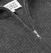 Thumbnail for your product : Maison Margiela Ribbed Melange Wool Zip-Up Sweater