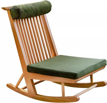 ChairVogue Solid Wood Corduroy Home Leisure Rocking Chair Solid Wood Rocking Chair