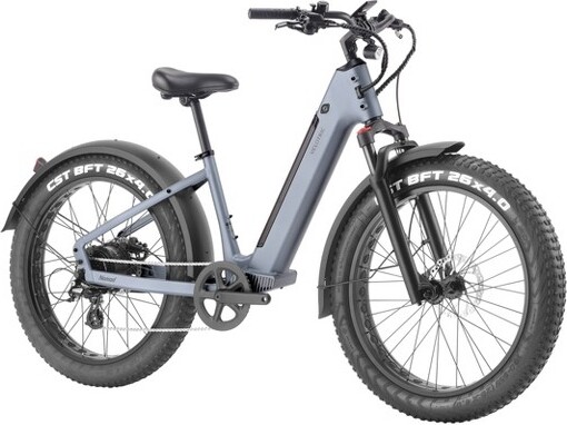 VelotricAdultNomad1Plus26"Step-ThroughFatTireElectricCruiserBike-IndigoGray