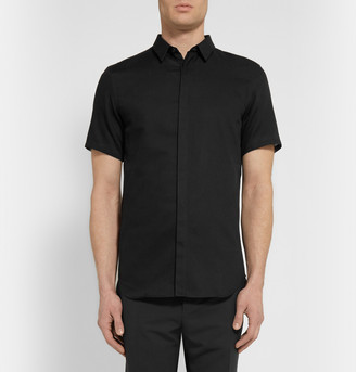 Calvin Klein Collection Carbon Short-Sleeved Cotton-Mesh Shirt