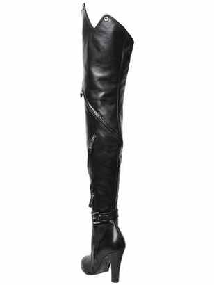 Moschino 100mm Zips Leather Over The Knee Boots