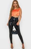 Thumbnail for your product : PrettyLittleThing Petite Orange Corset Detail Strappy Satin Crop Top