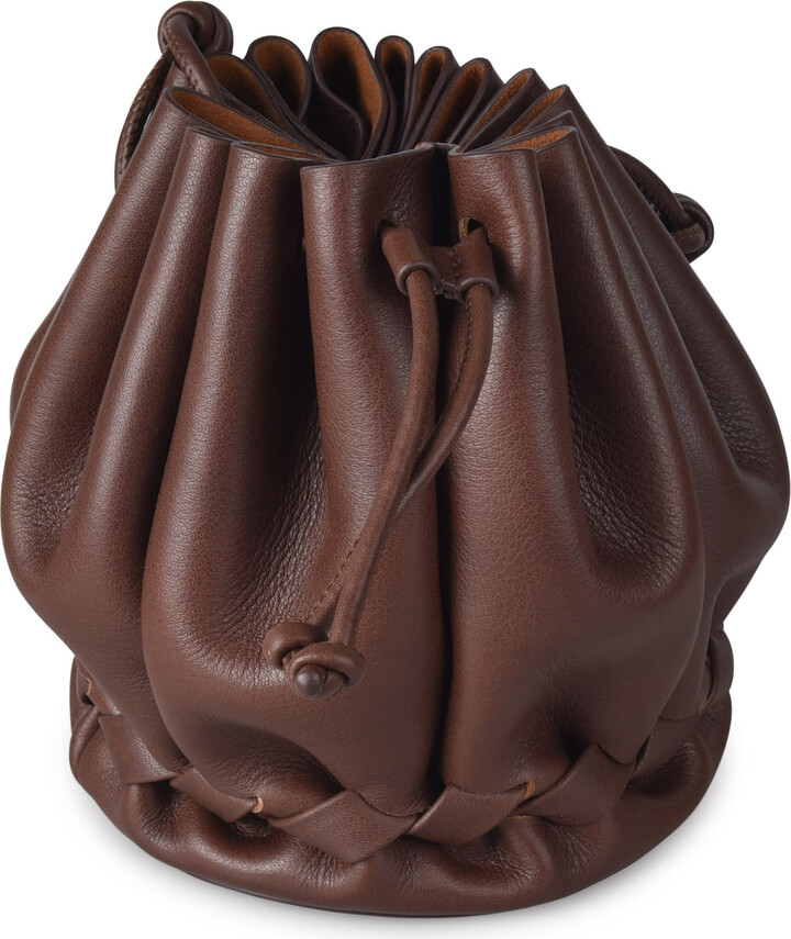 Leather Bucket Bag Leather Pouch With Drawstring. Leather -  UK