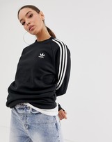 Thumbnail for your product : adidas adicolor three stripe crew neck sweat in black
