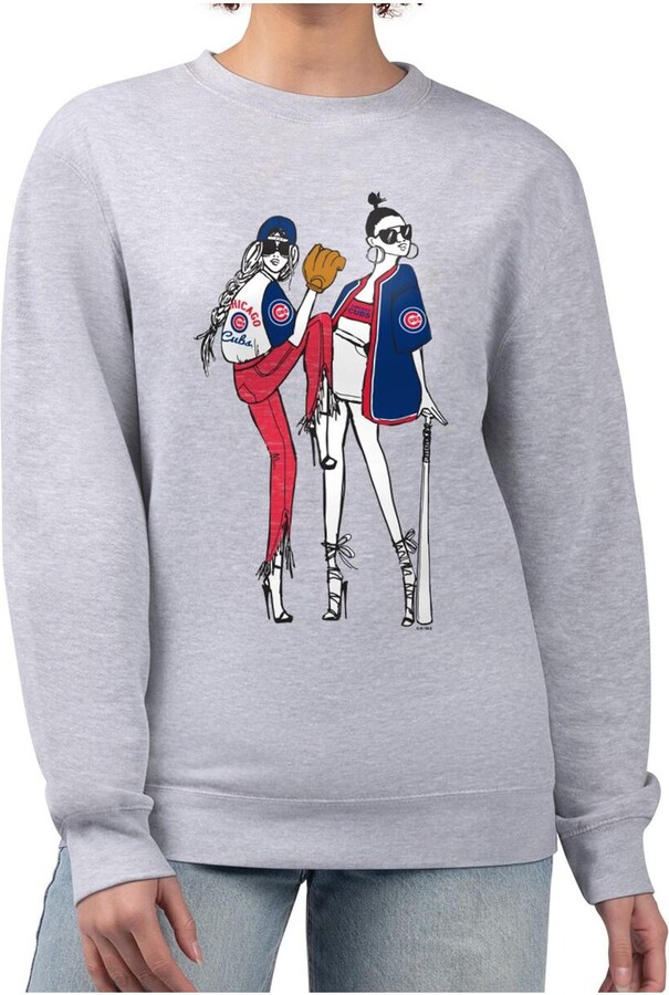 G-iii 4Her by Carl Banks Women's Heather Gray Chicago Cubs Baseball Girls Fleece Pullover Sweatshirt
