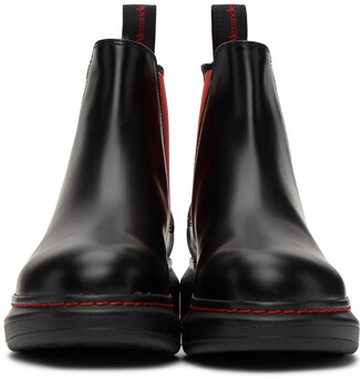 Alexander McQueen Black & Red Contrast Sole Hybrid Chelsea Boots
