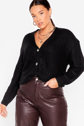 Nasty Gal Womens Plus Size Ribbed Button Down Cardigan - Black - 16, Black