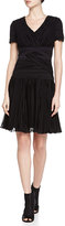 Thumbnail for your product : Halston Plisse V-Neck A-Line Dress