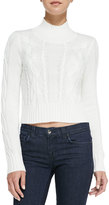 Thumbnail for your product : Neiman Marcus Cusp by Cable-Knit Mock Turtleneck Crop Sweater, Winter White