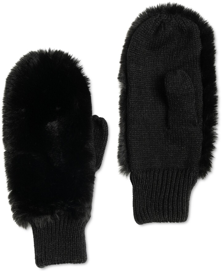 INC International Concepts Faux Fur Mittens, Created for Macy's