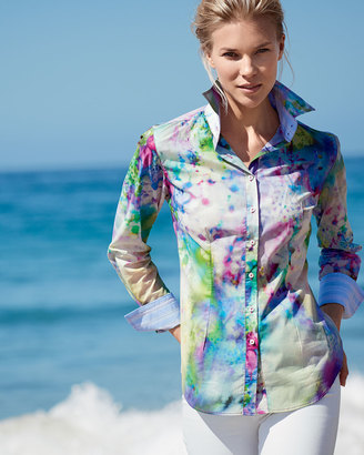 Georg Roth Los Angeles Katrina's Koi Pond Button-Front Shirt, Blue/White/Purple, Women's