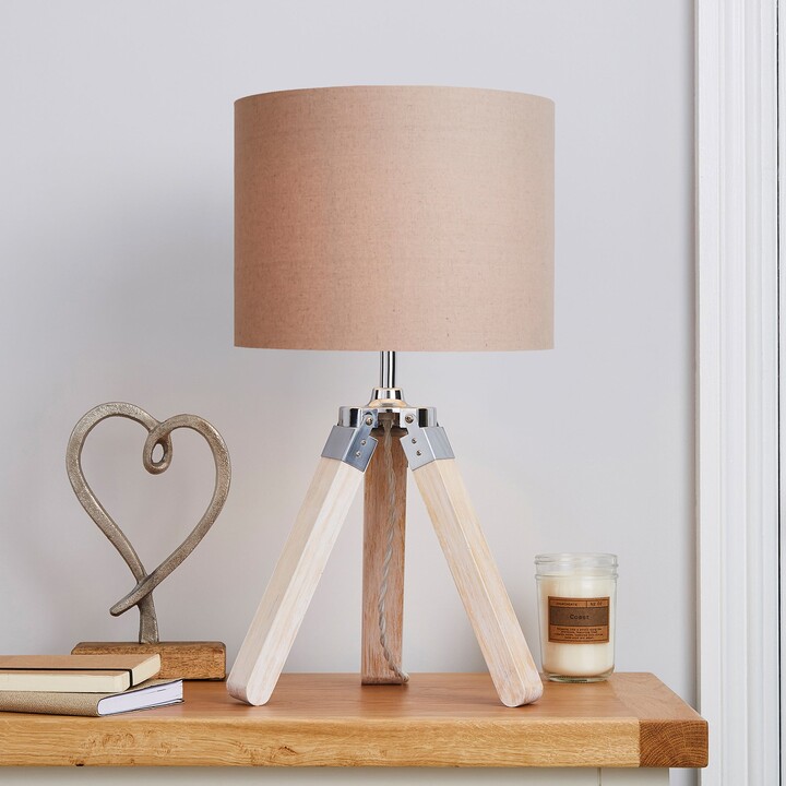 Dunelm Trio Tripod Light Wood Table Lamp Brown ShopStyle
