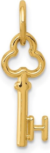 Black Bow Jewelry Co. BlackBowJewelry14kYellowGoldHannahCollectionMiniInitialHShamrockKeyCharm