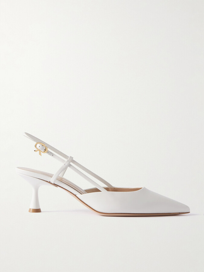 Gianvito Rossi Ascent 55 Leather Slingback Pumps - White
