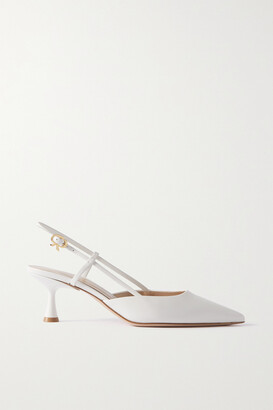 Gianvito Rossi Ascent 55 Leather Slingback Pumps - White - ShopStyle