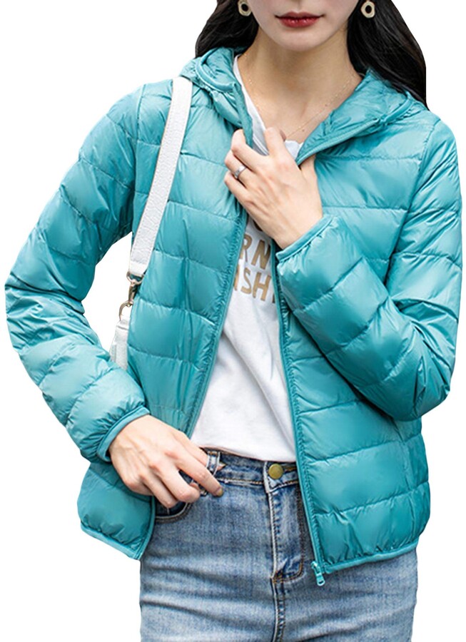 Acelitt Women Winter Warm Zip Up Quilted Short Down Jackets Coat with Pockets 
