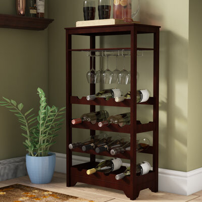 Charlton Home 16 Bottle Floor Wine Bottle & Glass Rack