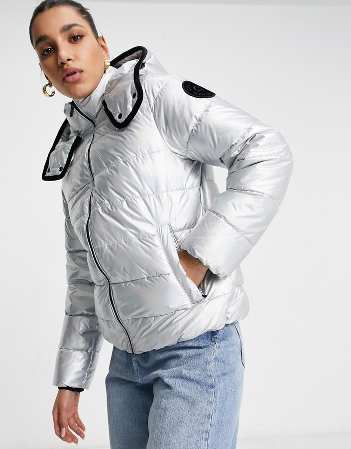 calvin klein silver puffer jacket