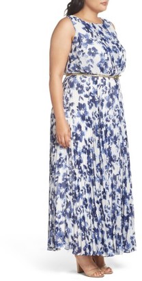 Eliza J Plus Size Women's Belted Floral Maxi Dress