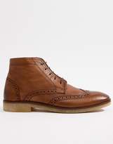 Thumbnail for your product : ASOS DESIGN Wide Fit brogue boots in tan leather with natural sole
