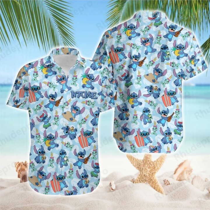 Disney Stitch Short Sleeve Hawaiian Shirt Men & apos;s Women & apos;s 2025 Shirt Summer Casual Button Shirt Vacation Beach Shirts Tops