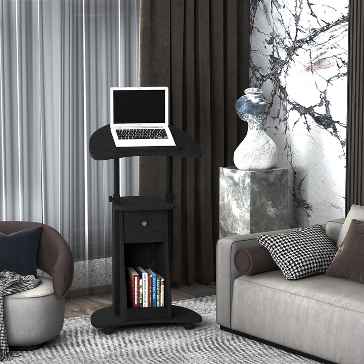Height Adjustable Laptop Cart Rolling Mobile Podium Desk Stand