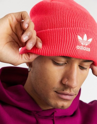 adidas Trefoil logo beanie in pink - ShopStyle Hats