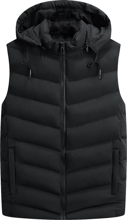 AIEOE Men's Down Gilet Lightweight Padded Gilet with Hooded Bodywarmer