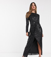 Thumbnail for your product : TFNC sequin maxi wrap dress in black