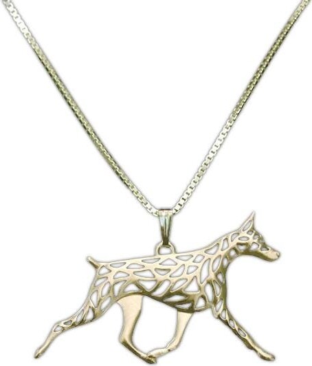 Etsy 14K Yellow Gold Doberman Pendant & Necklace