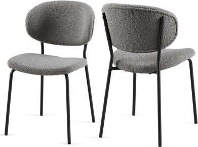 Latitude Run Dark Green Boucle Fabric Dining Chairs Set Of 2,Dining Chairs With Metal Legs For Dining Room, Kitchen, Living Room