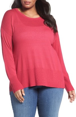 Sejour Plus Size Women's Cotton Blend Scoop Neck Sweater