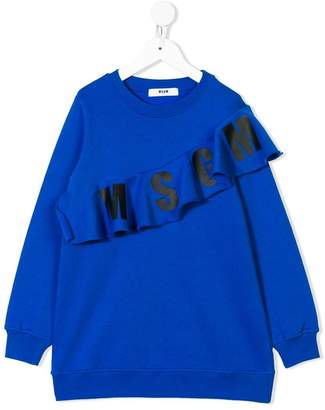 MSGM Kids logo printed ruffled sweatshirt