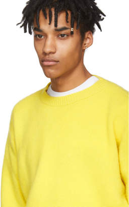 The Elder Statesman Yellow Cashmere Simple Crew Sweater